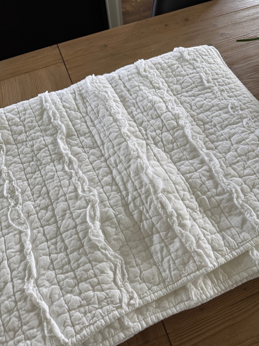 Simply Shabby Chic White Ruffled Quilted Coverlet